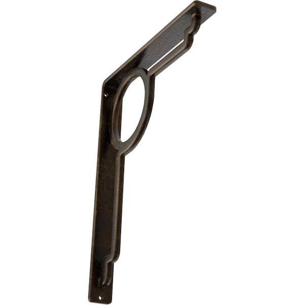 Ekena Millwork Maria Wrought Iron Bracket, (Single center brace), Antiqued Brass 1 1/2"W x 10"D x 12"H BKTM01X10X12SMAABS - main